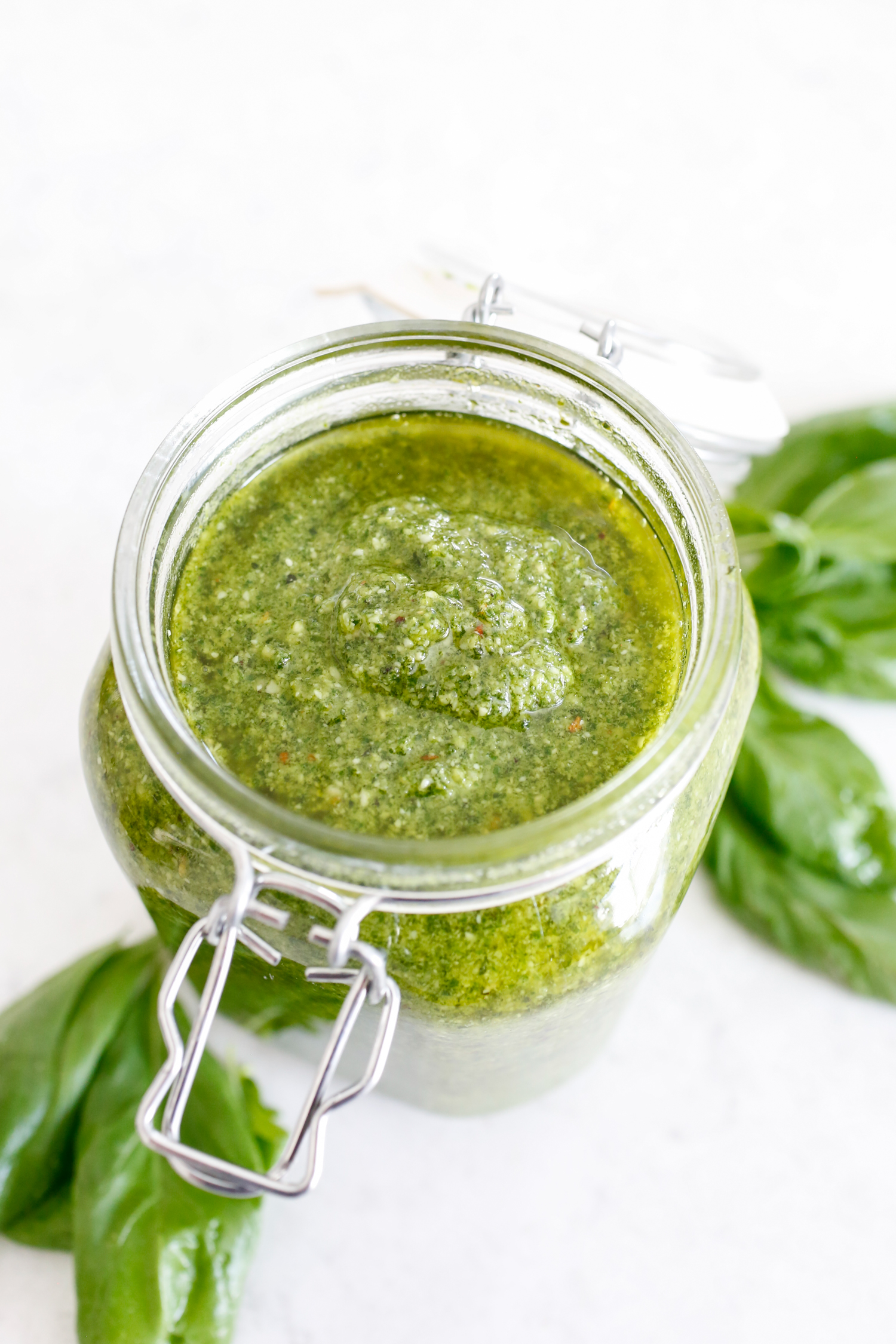 simple basil pesto from the garden you can make at home